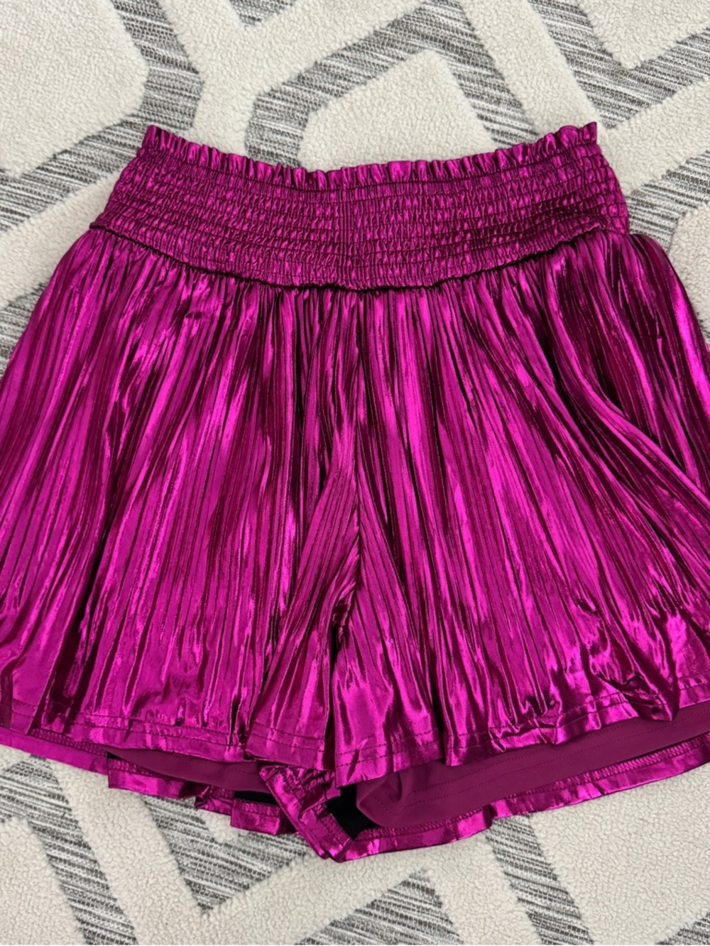 Metallic Fuchsia Smocked Waist Women’s Shorts